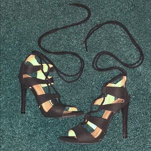 Black lace up heels